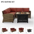 thumbnail image 3 of Crosley Furniture Bradenton 4Pc Fabric Fire Pit Sectional Set in Brown/Red, 3 of 11
