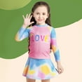 thumbnail image 6 of WOYY Toddler Girls Long Sleeve Rash Guard Skirt 2-Piece Swimsuit Swimwear Bathing Suit, 6 of 6