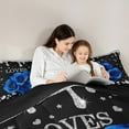 thumbnail image 6 of Feelyou Fashion Rose Flower Bedding Comforter Set, Valentines Day Floral Blue Twin Comforter Sets, Sequin Print Diamond Reversible Bedding Set, Ultra Soft Bedroom Decor, 2-Piece, 6 of 9