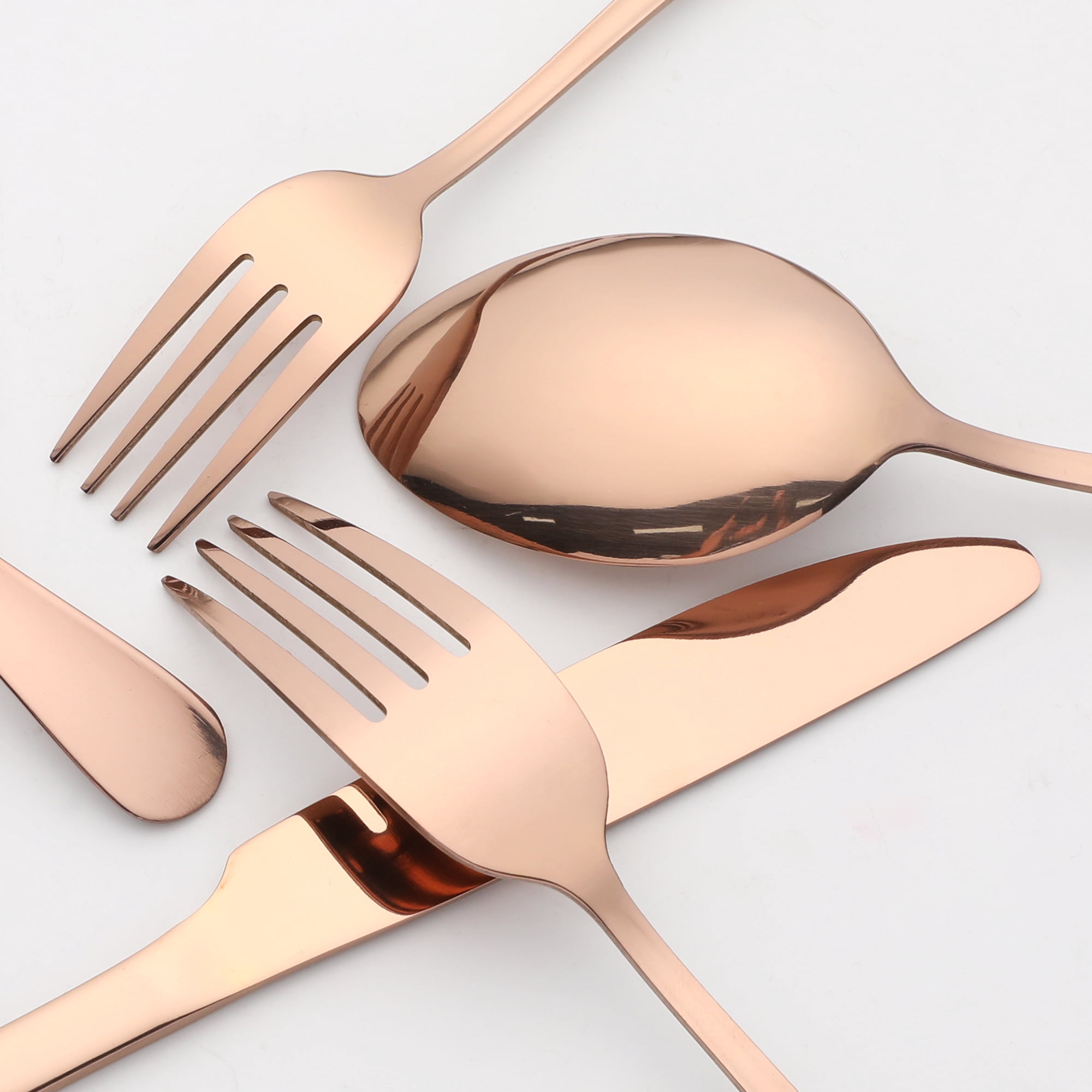 Unique Bargains 30 Piece Silverware Set for 6 Stainless Steel Floral Flatware Rose Gold 30
