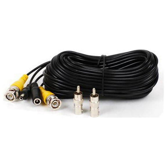 VideoSecu 50ft Video Power Extension Cable Wire Cord with Free RCA/BNC Adapters for CCTV Security Camera DVR System 1jd