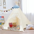 thumbnail image 2 of Topbuy Kids Lace Teepee Play Tent Foldable for Indoor & Outdoor Beige, 2 of 5
