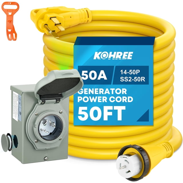Kit de cable de generador y caja de entrada de alimentación Kohree 50A 50FT