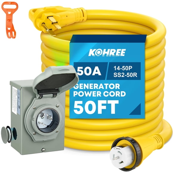 Kit de cable de generador y caja de entrada de alimentación Kohree 50A 50FT
