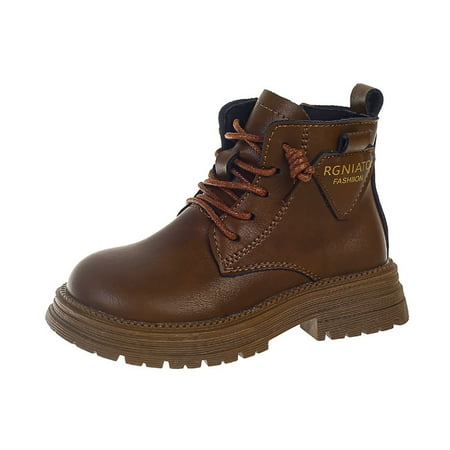 

eileial Girls Boots Ankle Boots Side Zipper Low Heels Boots Little Kid/Big Kid Khaki 9.5-10 Years