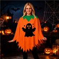 thumbnail image 2 of DHFJKG Pumpkin Poncho For Women Halloween Spooky Pumpkin Cape Halloween Party Accessory, 2 of 5