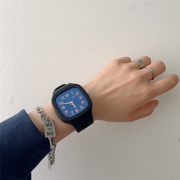 Reloj cuadrado de cuarzo estilo universitario para mujer, reloj electrónico con unicornio para estudiantes