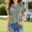 #394-Green, variant on Women's V-Neck Plaid Shirt, Casual Loose-Fit Blouse with Color-Blocking Collar, Short-Sleeve Top for Everyday Wear and Office