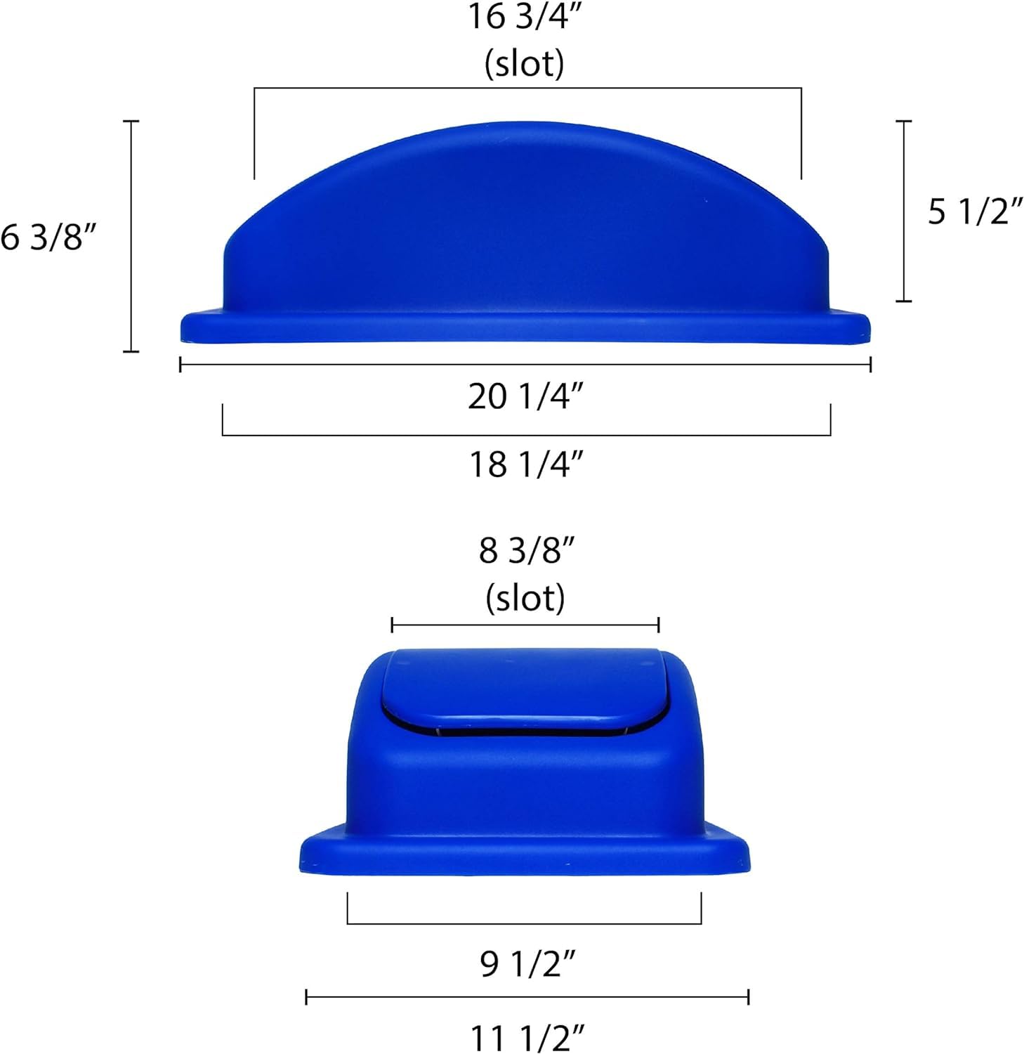 TrueCraftware- 23 Gallon Recycle Trash Can Swing Top Lid only 20-2/3" x 11-3/5" x 6-3/7" Blue Color- Wastebasket Garbage Bin Lid Recycling Bin Cover Kitchen Bathroom Bedroom Office Trash Can