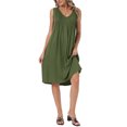 thumbnail image 2 of INSPIRE CHIC Pleated Dress for Women's Summer Casual 2025 Sleeveless Midi Swing Tank Sundress V Neck Dresses XL Army Green, 2 of 6
