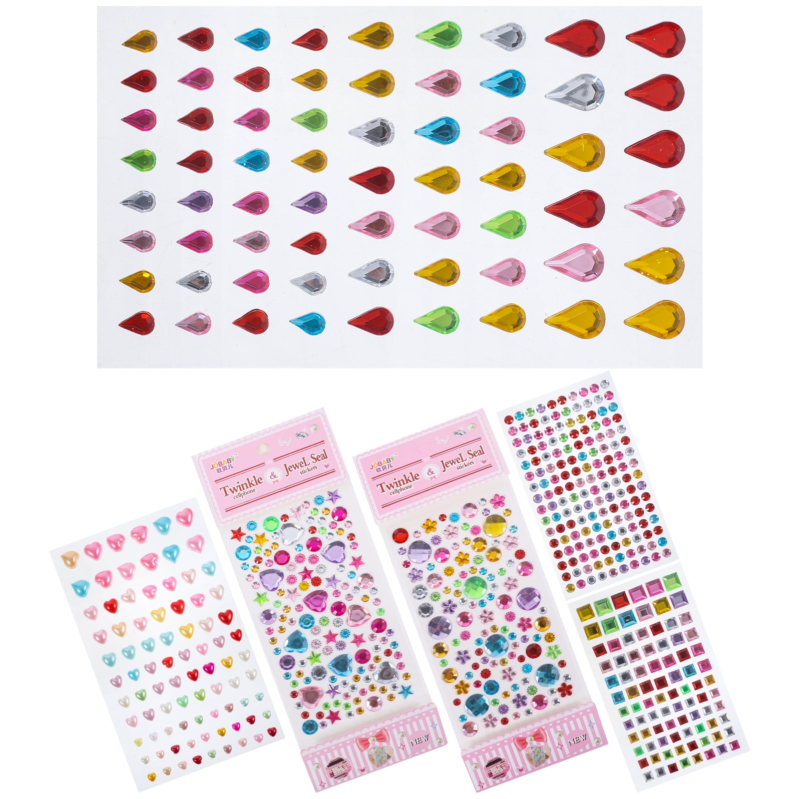 8-Sheet Gem Sticker Set - Crystal Rhinestone Decals For Phones, Water Bottles & DIY Crafts