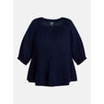 thumbnail image 5 of Terra & Sky Women's Plus Button Front Swing Top with Elbow Length Sleeves, Sizes 0X-5X, 5 of 5