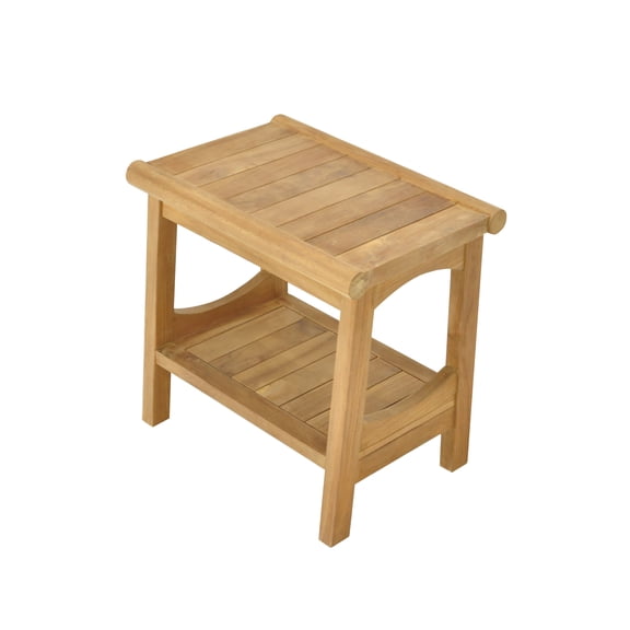 18" Perth Luxury Solid Teak Wood Shower Bench with Shelf