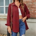 thumbnail image 3 of Womens Plaid Shacket Jacket Soft Button Down Shirt Roll Up Long Sleeve Shirt Blouses Preppy Clothes for Teen Girls, 3 of 7