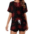 thumbnail image 1 of NICKSUN Pyjama d'Été 2 Pcs pour Femmes, Ensemble de Vêtements de Nuit Doux et Confortables avec Short de Détente, Toile d'Araignée Rouge, TG, 1 of 8