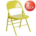 thumbnail image 4 of 2 Pk. HERCULES COLORBURST Series Twisted Citron Triple Braced & Double Hinged Metal Folding Chair, 4 of 9