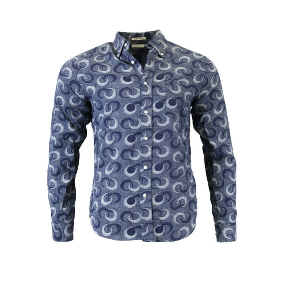 Gant Rugger Men's Indigo Oxford Sphere Hugger Slim Fit Button Down Shirt (348330), Medium, Dark Indigo