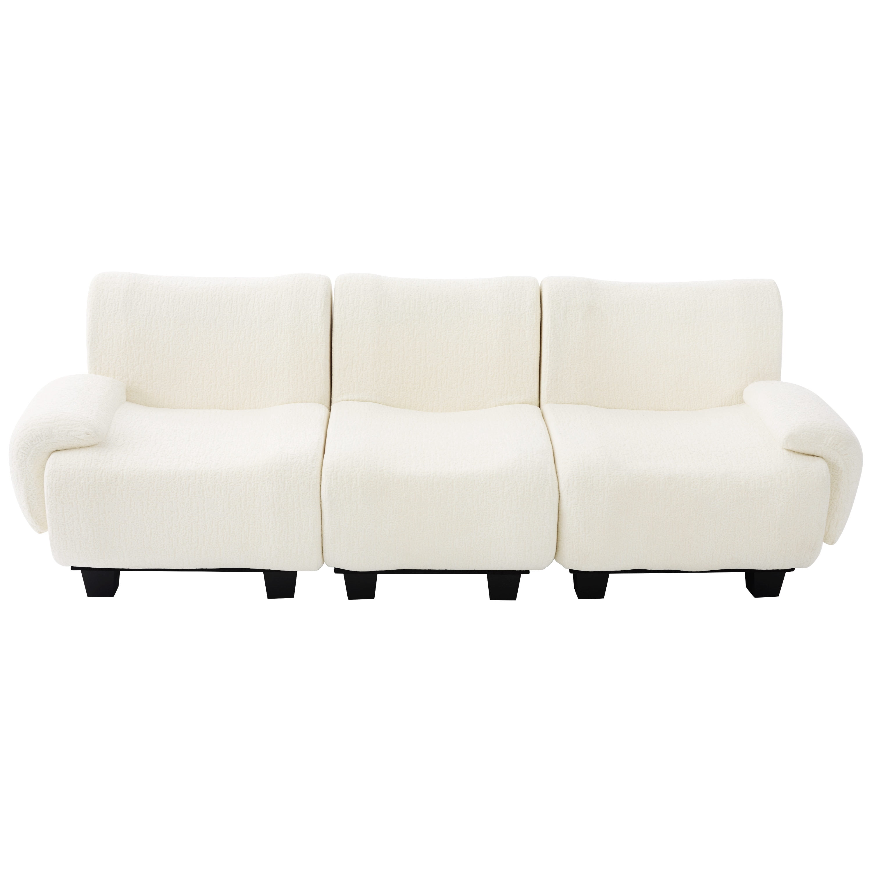 Euroco Modern 3-seater Sofa 94.5" Sofa Couch Chenille Upholstered Sofa with Curved Armrests for Living Room, Apartment, Guest Room, Beige