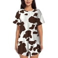thumbnail image 1 of Balery Brown Cow Conjunto de Pijama para Mujer con Estampado, Dos Piezas de Manga Corta y Shorts, Ropa de Dormir Suave con Cuello Redondo y Bolsillos-XX-Large, 1 of 6
