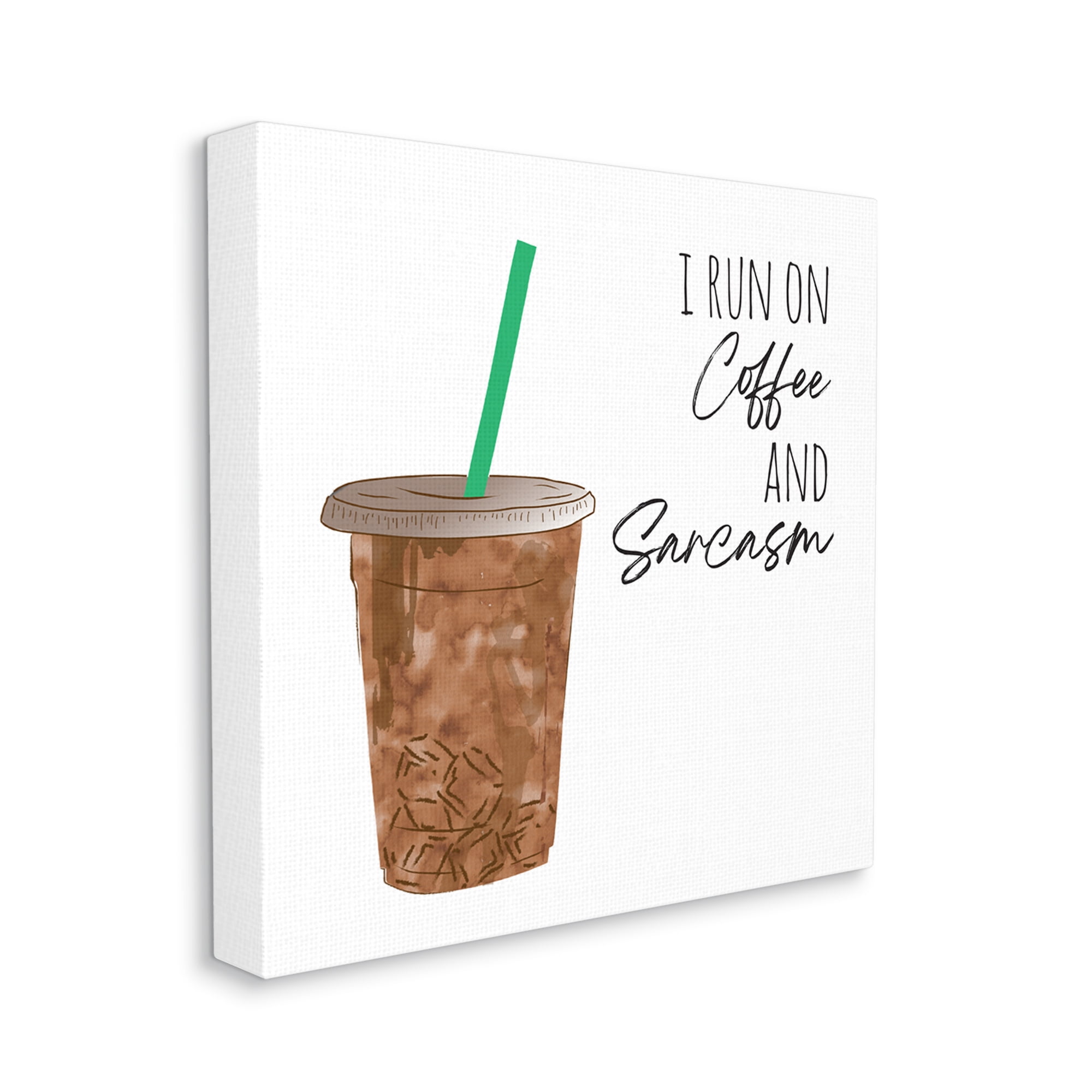 Stupell Industries Run On Coffee And Sarcasm Funny Beverage Phrase, 17 x 17, Design by Jennifer McCully