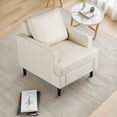 thumbnail image 5 of ZENY Mid Century Accent Chair, Modern Fabric Single Sofa Reading Chair with Wood Legs for Bedroom, Office(Beige), 5 of 12
