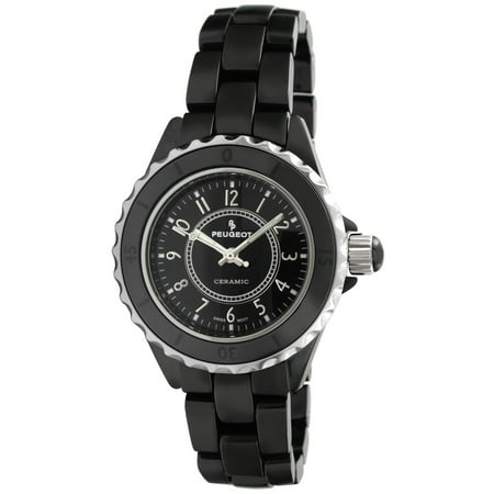 Black Bezel Watch - Peugeot Women's Swiss Ceramic Black Sport Bezel Watch