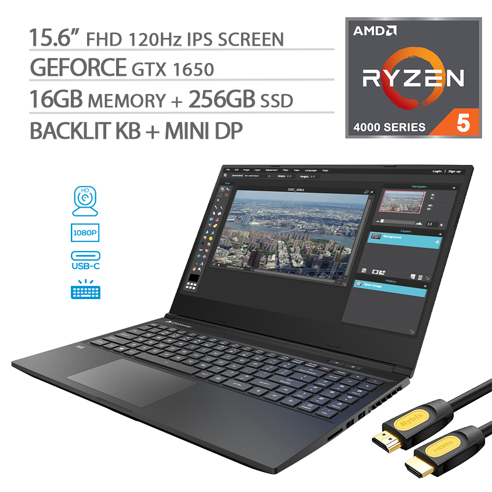 Gateway Creator Series 1650 Gaming Laptop, 120Hz 15.6" FHD 1080p, AMD Ryzen 54600H 6Core