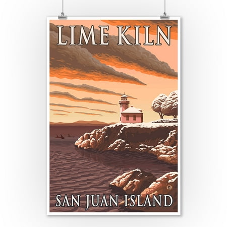Lime Kiln Lighthouse - San Juan Island, WA Snow Version - Lantern Press Poster (9x12 Art Print, Wall Decor Travel (Best San Juan Island)