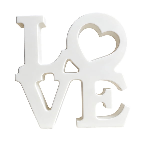 Mozhitti White 3D LOVE Letter Decor With Heart Cutout 11cm Home Tabletop Ornament For Bedroom Living Room