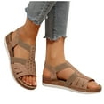 thumbnail image 3 of Women's Flat Sandals Women's Oofos Shoes Women's Fashion Casual Spring And Summer Outer Wear Hollow Solid Color Round Head Open Toe Elastic Wedge Heel Thick Bottom Sandals Yellow, 3 of 5