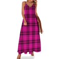 thumbnail image 1 of Vestido sin mangas con estampado de cuadros escoceses de color rosa impactante, vestido de cumpleaños, vestido de noche para mujer, vestidos de mujer, 1 of 7