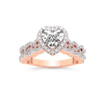 IGI Certified 3 Carat Heart Shape Lab Grown Diamond Engagement Ring | 14K Rose Gold | Imperiella Halo Celtic Knot Diamond Ring | FG-VS1-VS2 Quality Friendly Diamonds