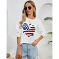 thumbnail image 2 of Cogild Sweaters for Womens Celebrate Independence Day in Style Cozy American Flag Heart Knitted Sweater for 4th of July Long Sleeves Crew Neck Tops, 2 of 4