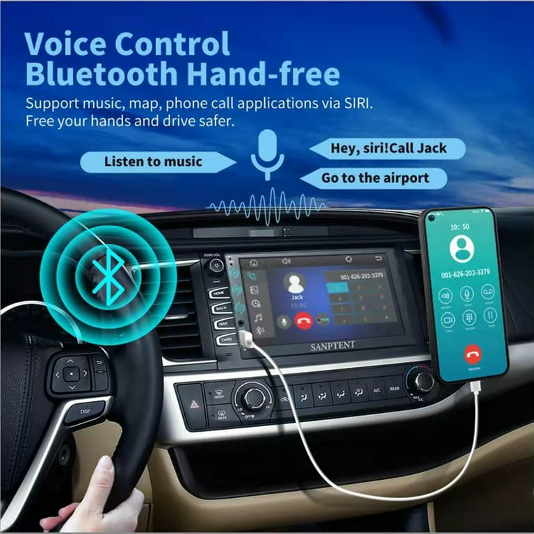 Double Din Car Stereo with CD/DVD Player Apple Carplay & Android Auto, 7  Inch Car Radio with Bluetooth and Backup Camera, Touch Screen, Mirror Link