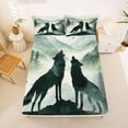 thumbnail image 5 of Manfei Wild Wolves Queen Sheets,Natural Mountain Queen Sheet Sets,Green,4 Pieces,1 Flat Sheet, 1 Fitted Sheet and 2 Pillowcases, 5 of 6