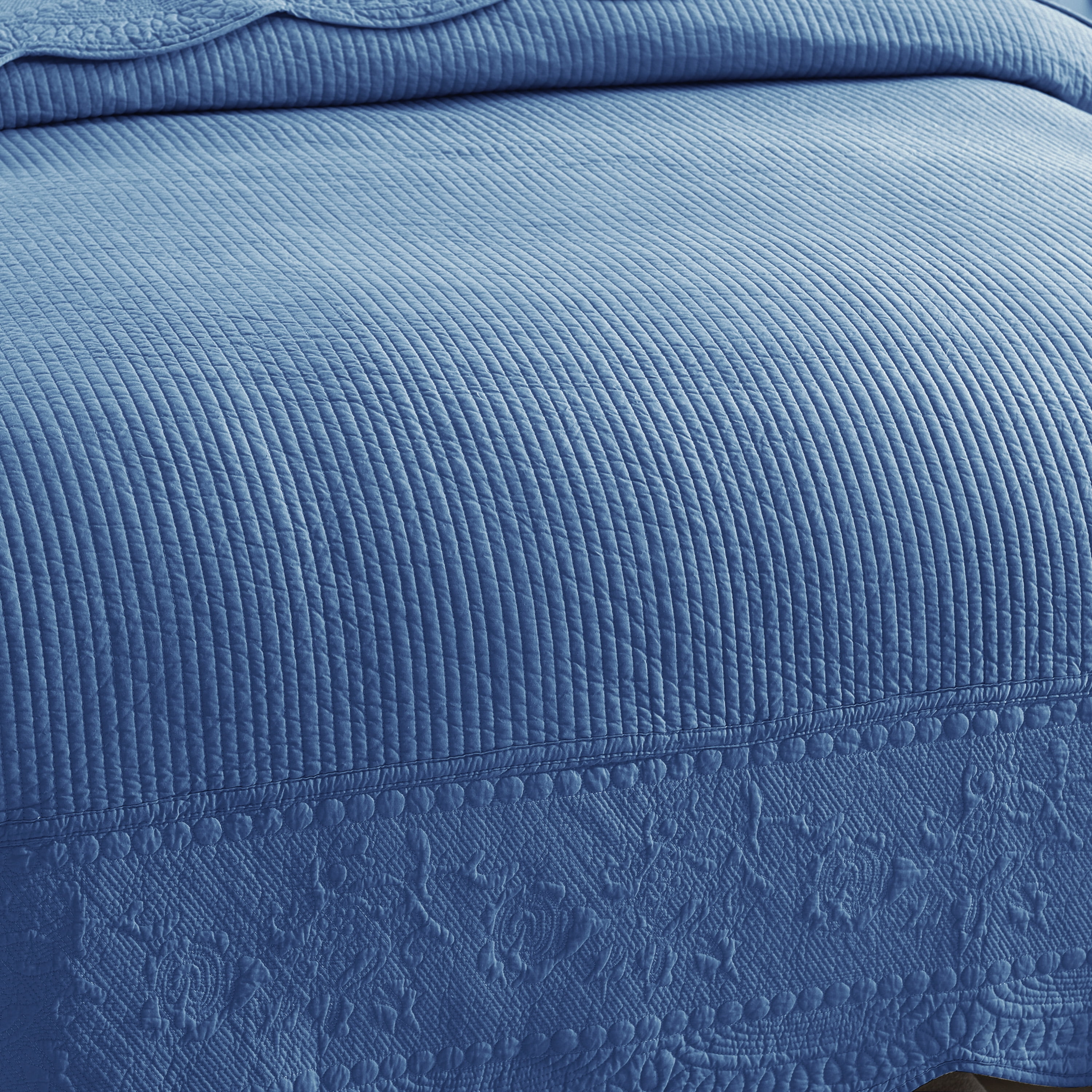 MarCielo 3-Piece Elegantly Embroidered 100% Cotton Oversized Quilt Bedspread Set TG