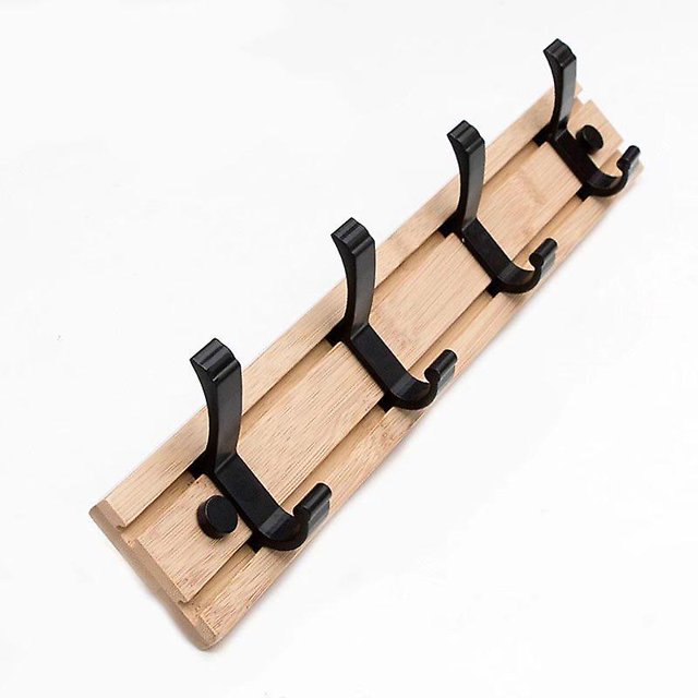 Perchero de pared con 4 ganchos móviles, perchero de pared para colgar toallas, sombreros, abrigos, bufandas, bolsos y otros artículos