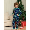 thumbnail image 6 of WIBACKER Kids Christmas Navy Dinosaur Pajamas Long Sleeve Holiday Pjs Set Toddler Boys Girls Xmas Jammies 2-14 Years, 6 of 10