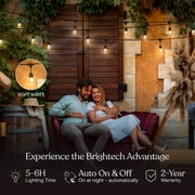 Brightech Ambience Pro Solar Black 27 ft Hanging LED Outdoor String Lights, 2 Watt, S14 Light Bulbs, 3000K