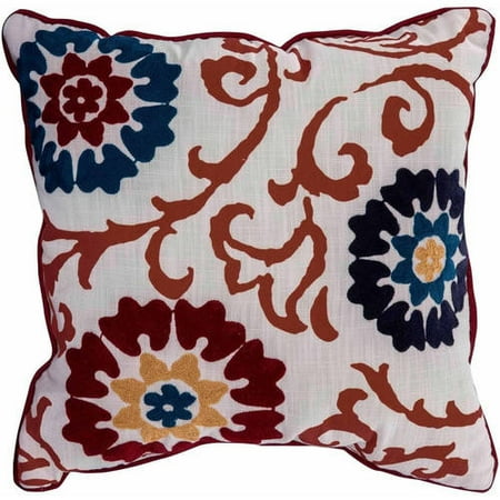 - Better Homes and Gardens Floral Medallion Decorative Throw Pillow, Red and Blue