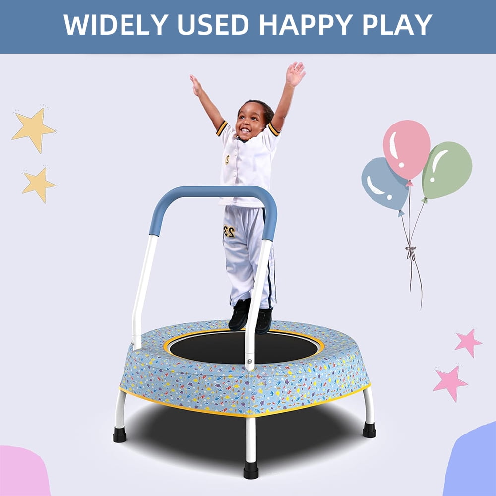 MIDODO Trampoline for Kids, 27.5 in Toddler Trampoline with Foam Handle for Indoor and Outdoor Use, Foldable Mini Trampoline for Fun Play & Exercise