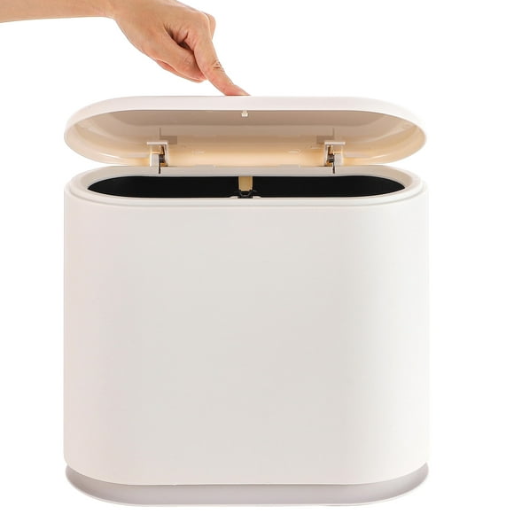 Bote de basura Baosia, blanco, delgado, rectangular, 12 l/3.2 galones, plástico