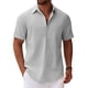 thumbnail image 1 of Camisa COOFANDY de lino con botones de manga corta para hombre, color gris claro, 1 of 6