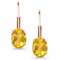thumbnail image 2 of Gem Stone King Yellow Citrine Rose Gold Plated Leverback Earrings for Women (1.50 Cttw, Gemstone November Birthstone, Oval 7X5MM), 2 of 4