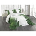 thumbnail image 3 of Ambesonne Hawaiian Quilted Bedspread Set 3 Pcs, Tropical Exotic Palms, King Size, Green White, 3 of 5
