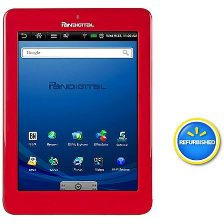 Pandigital Refurbished Multimedia Novel with Wi-Fi 7" Touchscreen Tablet PC Featuring Android Operating System, Red