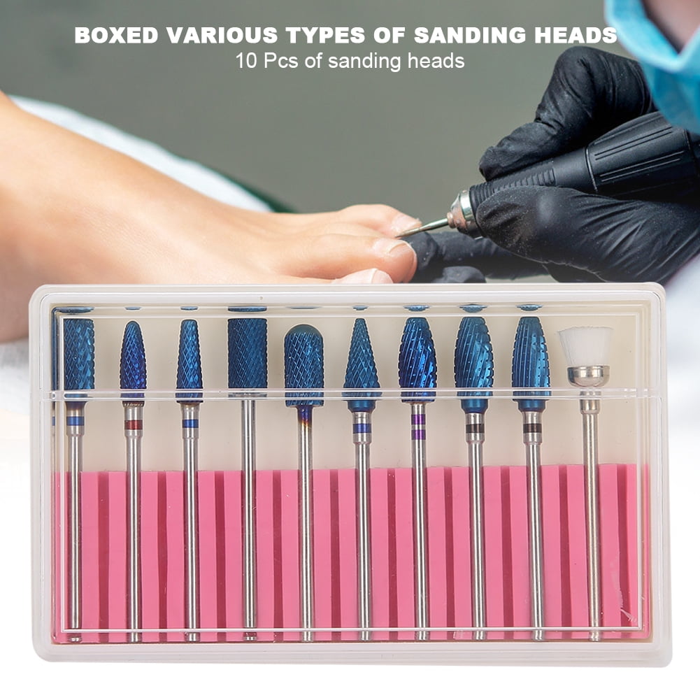 10Pcs Nail Grinding Head Nail Drill Bit Set Nail Polisher Accessory Manicure Tool Kit