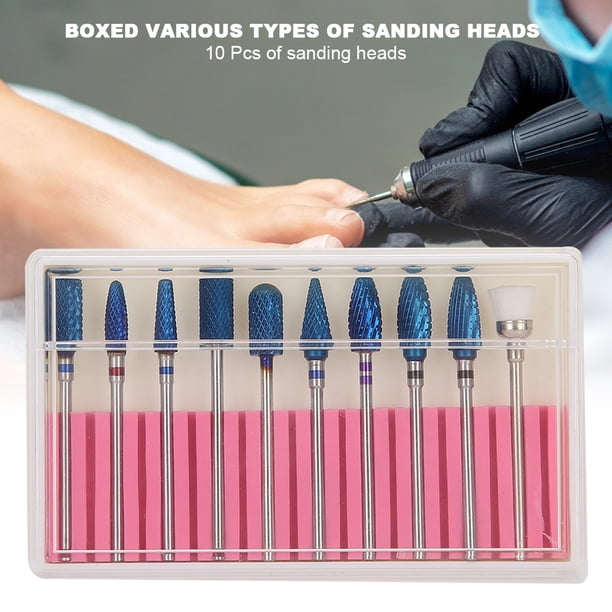 Cabezal de Pulido de Uñas ANGGREK Kit de Herramientas de Manicura 10 Piezas