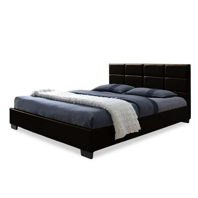 Lit Plateforme Grand en Cuir Brun Vivaldi