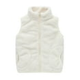 thumbnail image 5 of Staki Purple Vest Kids Girls Vest Sleeveless Kids Thick Warm CoatPlain Cute Fuzzy Waistcoat Fashion Cardigan(White,3-5 Years), 5 of 5